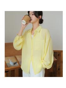 Lantern sleeve sunproof thin shirt women's summer new long-sleeved shirt