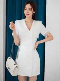 Korean Style Lace Matching Slim Nobel Dress 