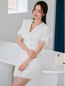Korean Style Lace Matching Slim Nobel Dress 