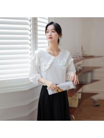 New arrival Summer Round neck Puff sleeve Long-sleeved Blouse 