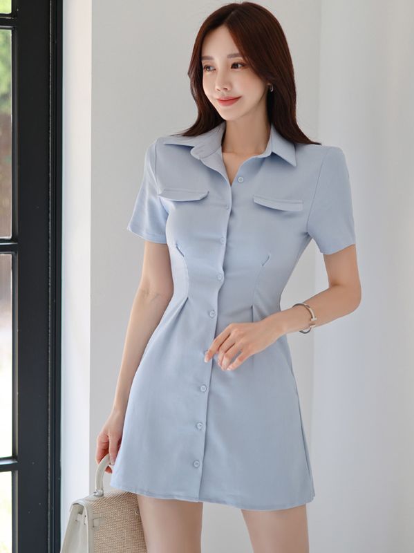 Korean Style Pure Color Drape Fashion Dress