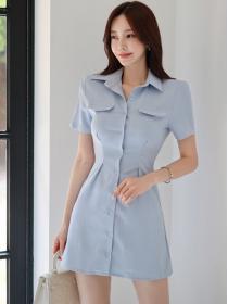 Korean Style Pure Color Drape Fashion Dress 