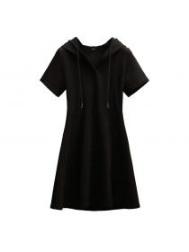 Summer Plus size Slim waist hooded Fashion mid-length dress