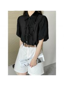 Chinese style Puff sleeve Simple fashion Blouse for women