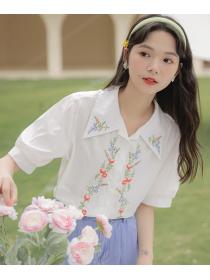 On Sale Printing Doll Collars Fashion Blouse 