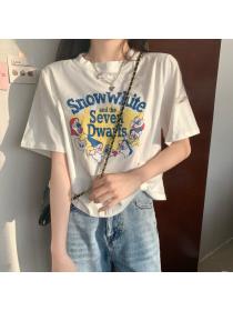 On sale 100% cotton Korean fashion T-shirt for women