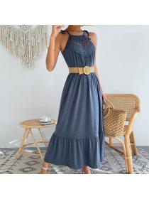 Lace stitching hollow dress Summer Sling dress knitted for women