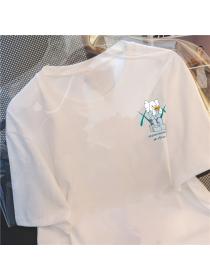 On sale 100% cotton Loose Round neck Short sleeve Print T-shirt