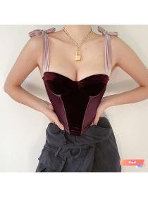 Outlet hot style Women's Sexy Fashion Velvet Strap Tube Top