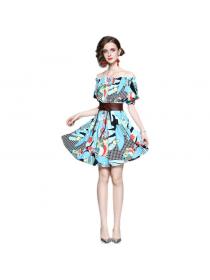 Summer new temperament fashion loose dress short-sleeved single-shoulder dress