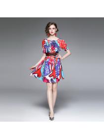 Fashion Summer new temperament fashion loose dress short-sleeved off shoulder dress