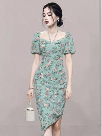 On Sale Floral Printing Fashion Slim Dress 