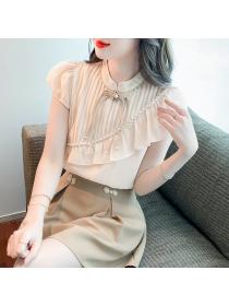 New style short-sleeved Chinese-style button top 
