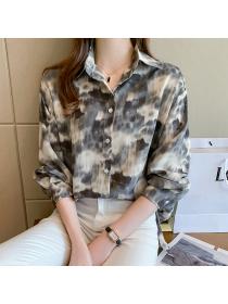 Autumn new loose casual Vintage style top long-sleeved chiffon shirt