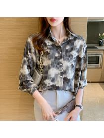 Autumn new loose casual Vintage style top long-sleeved chiffon shirt