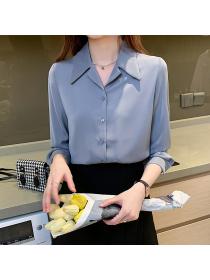 Women's long-sleeved shirt women's professional temperament chiffon shirt