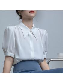 New style short sleeve chiffon shirt women's summer thin top
