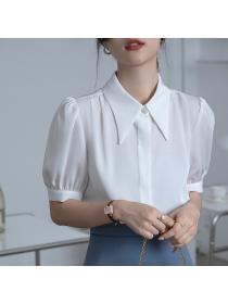 New style short sleeve chiffon shirt women's summer thin top