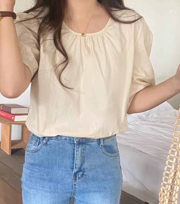 On Sale Pure Color Simple Sweet Top