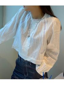 Korean Style Hollow Out Lace Up Blouse