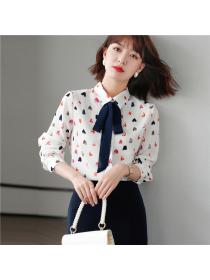 Korean style women's long-sleeved chiffon shirt