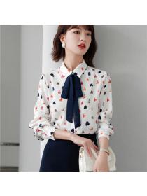 Korean style women's long-sleeved chiffon shirt