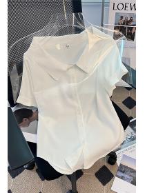 Summer fashion Short Sleeve Chiffon Shirt Women's Plain Shirt