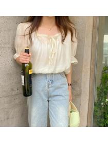 Simple Pure Color Fashion Sweet Blouse 