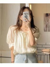 Simple Pure Color Fashion Sweet Blouse 