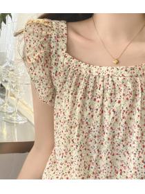 Korean Style Sweet Floral Puff Sleeve Blouse 