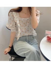 On  Sale Floral Printing Sweet Fresh  Puff Sleeve Blouse 