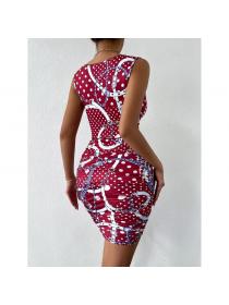 Outlet hot style Summer skirt print vest Two pcs set