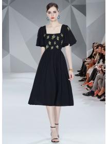 Vintage style Black Embroidered Dress for women