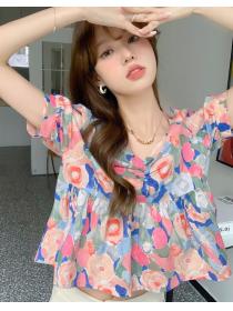 On Sale Floral Printing Sweet Fresh Blouse 
