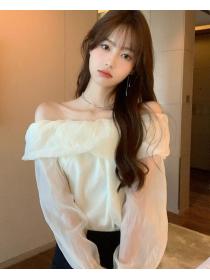 Korean Style Off Collars Sexy Slim Top 