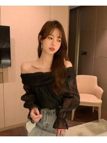 Korean Style Off Collars Sexy Slim Top 