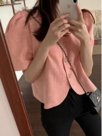 On Sale V  Collars Puff Sleeve Fashion Blouse 