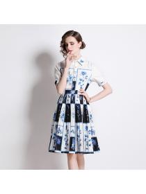 Fashion style Print Short-sleeved dress for women