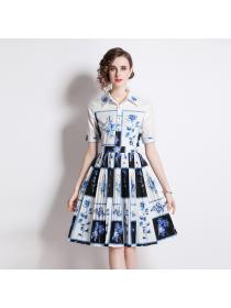 Fashion style Print Short-sleeved dress for women