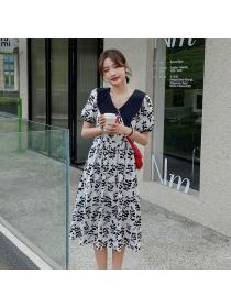 On sale Korean style Doll collar Slim Fashion Short-sleeved dress