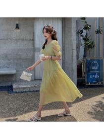 On sale Korean style puff sleeve fashion dress