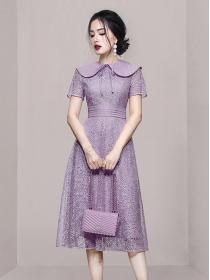 Korean Style Lace Doll Collars Hollow Out Dress 