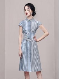 On Sale Stripe  Printing Show Waist Dress 
