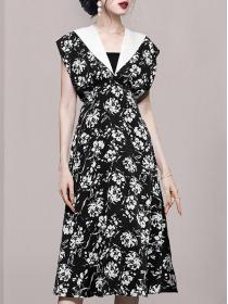 For Sale V   Collars Floral Printing Chiffon Dress 