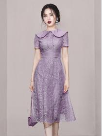 For Sale Doll   Collars Hollow Out  Printing Chiffon Dress 