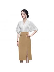 Temperament Raglan Doll Sleeve Top High Waist Slim Skirt Two Piece Suit