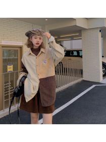 Vintage style women's Korean style matching Long blouse 