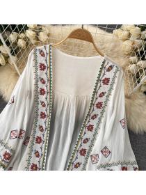 Summer Fashion Bohemia style Loose Embroidery Sunproof Tassel Shirt 