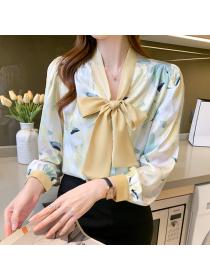 Fashion style Autumn print Korean fashion Chiffon blouse