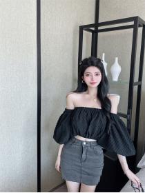 Hot sale Sexy Puff sleeve Shirt Off shoulder Fashion top